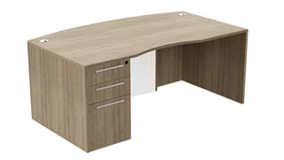 Executive Desks WFB Designs 71in x 36in Bow Front Single BBF Desk w/ Curve User Side and Glass Modesty