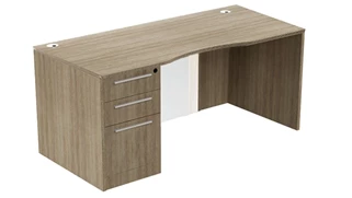Executive Desks WFB Designs 66in x 30in Single BBF Desk w/ Curve User Side and Glass Modesty