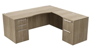 L Shaped Desks WFB Designs 71in x 72in Double Ped L-Desk w/ Curve User Side and Step Laminate Modesty