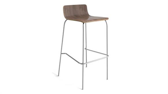 Cafe Height Low Back Wood Stool