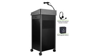 Podiums & Lecterns National Public Seating Lectern with Sound, Rechargeable Battery, Wireless Headset Mic