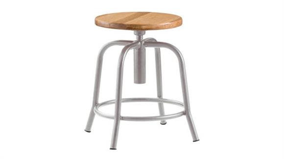 Adjustable Height Stool With Wooden Seat