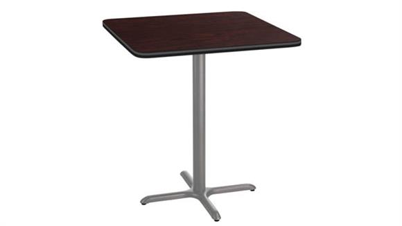 36in Square Café Table, X Base, 42in Height