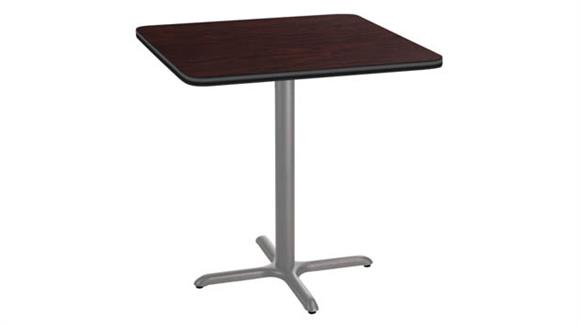 36in Square Café Table, X Base, 36in Height