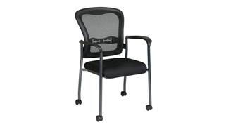 Side & Guest Chairs WFB Designs Mesh Back Visitor Chair with Casters and Black Fabric Padded Seat