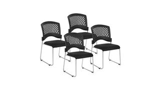 Stacking Chairs WFB Designs Plastic Vent Back Sled Base Chair (Pack of 20) with Black Fabric Seat and Dolly