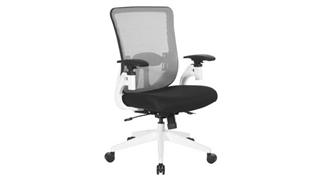Office Chairs WFB Designs White Mesh High Back Chair, White Frame & Base, Linen Fabric Seat