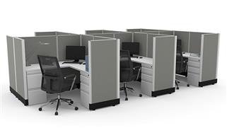 Workstations & Cubicles WFB Designs 53in H 6-Person Double Ped and Fabric Panel Cubicles - Unpowered