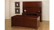 Executive Desks WFB Designs Wood Veneer Office Suite with Bow Front Desk, Credenza and Hutch