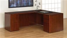 Executive Desks WFB Designs 66in x 78in Double Pedestal Wood Veneer L-Desk