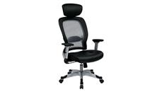Office Chairs WFB Designs Light Mesh Back and Bonded Leather Seat Office Chair with Headrest