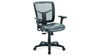 Office Chairs Office Source Cool Mesh Task Chair with Leather Seat, Adjustable Arms and Black Frame