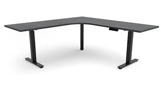 Adjustable Height Desks & Tables Office Source 6ft x 78in Curve Corner Electronic Adjustable Height Sit to Stand L-Desk