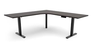 Adjustable Height Desks & Tables Office Source 6ft x 78in Curve Corner Electronic Adjustable Height Sit to Stand L-Desk