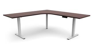 Adjustable Height Desks & Tables Office Source 6ft x 78in Curve Corner Electronic Adjustable Height Sit to Stand L-Desk 