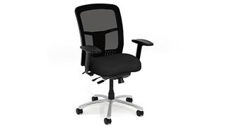 Office Chairs Office Source Cool Mesh High Back Chair with Fabric Seat, Black Mesh Back, Adjustable Arms plus Aluminum Base