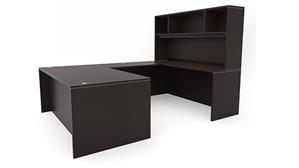 U Shaped Desks Office Source 72in x 102in U-Desk with Open Hutch (72inx36in Desk, 42inx24in Bridge)