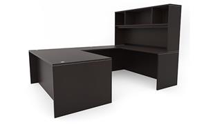 U Shaped Desks Office Source 71" x 102" U-Desk with Open Hutch (71"x36" Desk, 42"x24" Bridge)