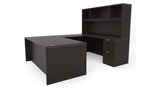 U Shaped Desks Office Source 71" x 95" Double Pedestal U-Desk with Open Hutch (71"x36" Desk, 35"x24" Bridge)