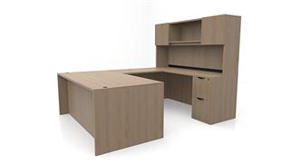 U Shaped Desks Office Source 72in x 96in Double Pedestal U-Desk with Door Hutch 