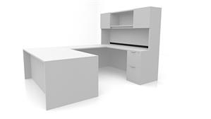 U Shaped Desks Office Source 71" x 102" Double Pedestal U-Desk with Door Hutch (71"x36" Desk, 42"x24" Bridge)