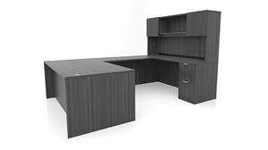 U Shaped Desks Office Source 72in x 107in Double Pedestal U-Desk with Door Hutch