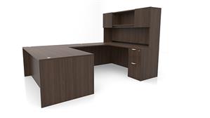 U Shaped Desks Office Source 72in x 107in Double Pedestal U-Desk with Door Hutch 