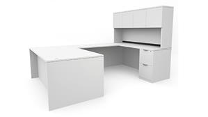 U Shaped Desks Office Source 71" x 107" Double Pedestal U-Desk with 4 Door Hutch (71"x36" Desk, 47"x24" Bridge)