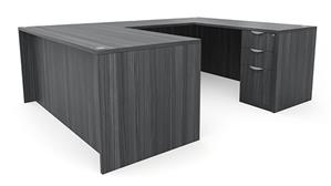 U Shaped Desks Office Source 66" x 89" Double Pedestal U-Desk (66"x30" Desk, 35"x24" Bridge)