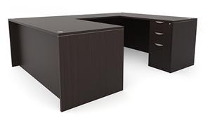 U Shaped Desks Office Source 66in x 89in Double Pedestal U-Desk (66inx30in Desk, 35inx24in Bridge)