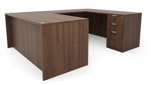 U Shaped Desks Office Source 72in x 96in Double Pedestal U-Desk (72inx36in Desk, 35inx24in Bridge)