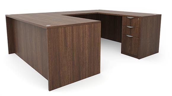 U Shaped Desks Office Source 71" x 89" Double Pedestal U-Desk (71"x30" Desk, 35"x24" Bridge)