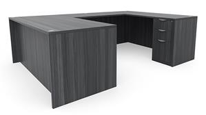 U Shaped Desks Office Source 71" x 102" Double Pedestal U-Desk (71"x36" Desk, 42"x24" Bridge)