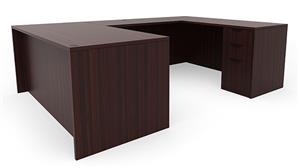 U Shaped Desks Office Source 71" x 102" Double Pedestal U-Desk (71"x36" Desk, 42"x24" Bridge)