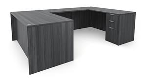 U Shaped Desks Office Source 60in x 101in Double Pedestal U-Desk (60inx30in Desk, 47inx24in Bridge)