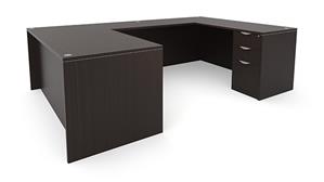 U Shaped Desks Office Source 60in x 101in Double Pedestal U-Desk (60inx30in Desk, 47inx24in Bridge)
