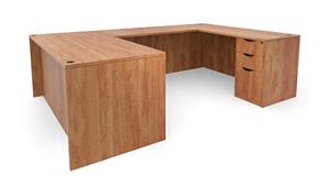 U Shaped Desks Office Source 71" x 107" Double Pedestal U-Desk (71"x36" Desk, 47"x24" Bridge)