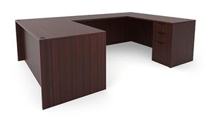U Shaped Desks Office Source 66in x 101in Double Pedestal U-Desk (66inx30in Desk, 47inx24in Bridge)