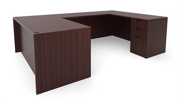 U Shaped Desks Office Source 66" x 101" Double Pedestal U-Desk (66"x30" Desk, 47"x24" Bridge)