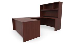 U Shaped Desks Office Source 60in x 96in U-Desk with Open Hutch (60inx30in Desk, 42inx24in Bridge)