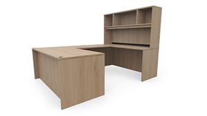 U Shaped Desks Office Source 66in x 96in U-Desk with Open Hutch (66inx30in Desk, 42inx24in Bridge)