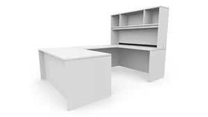 U Shaped Desks Office Source 71" x 96" U-Desk with Open Hutch (71"x30" Desk, 42"x24" Bridge)