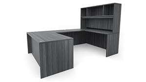 U Shaped Desks Office Source 72in x 101in U-Desk with Open Hutch (72inx30in Desk, 47inx24in Bridge)
