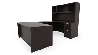 U Shaped Desks Office Source 60in x 96in Double Pedestal U-Desk with Open Hutch 