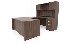 U Shaped Desks Office Source 66in x 89in Double Pedestal U-Desk with Door Hutch 