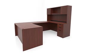 U Shaped Desks Office Source 72in x 101in Double Pedestal U-Desk with Door Hutch 