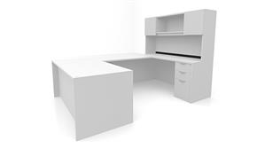 U Shaped Desks Office Source 71" x 101" Double Pedestal U-Desk with Door Hutch (71"x30" Desk, 47"x24" Bridge)