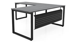 L Shaped Desks Office Source 66" x 78" Beveled Loop Leg L-Desk with Modesty Panel