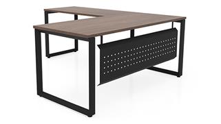 L Shaped Desks Office Source 66" x 78" Beveled Loop Leg L-Desk with Modesty Panel