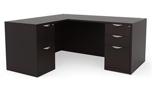 L Shaped Desks Office Source 60" x 60" Double Pedestal L-Shaped Desk